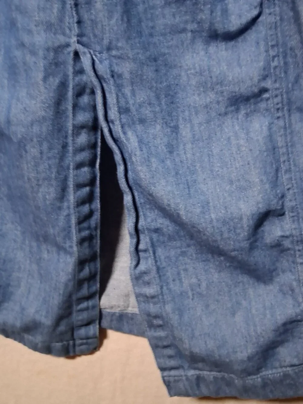 Old Navy Chambray Denim Dress Large Square Neck Sleeveless Country Cottage - Picture 10 of 10